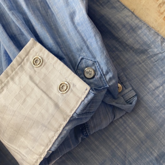 Rock 47 by Wrangler Western Shirt {Light Blue} S - Picture 5 of 9